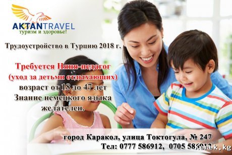 Работа в Турции. НЯНЯ-педагог, официально